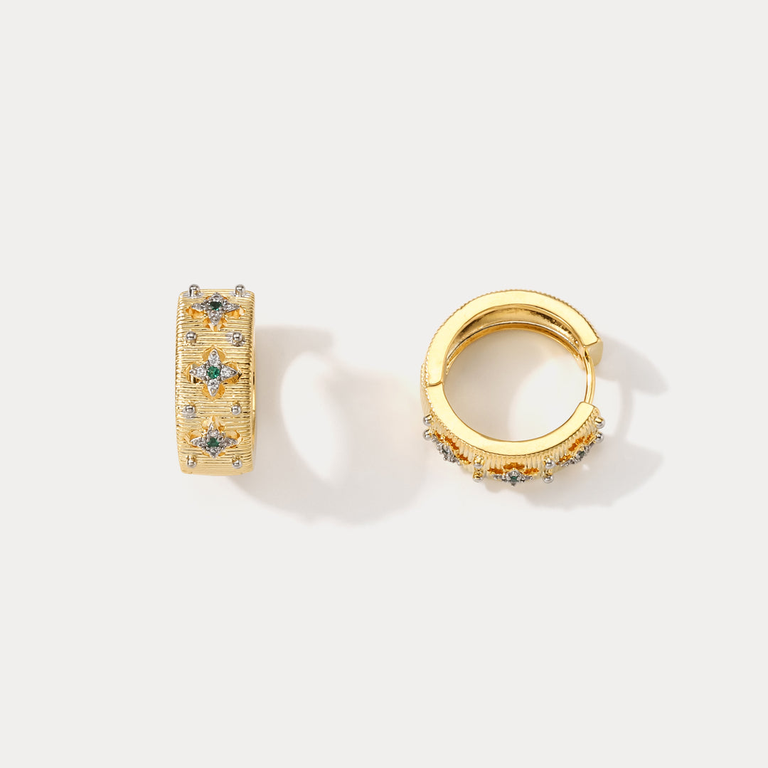 Selenichast Cross Flower Hoop Earrings