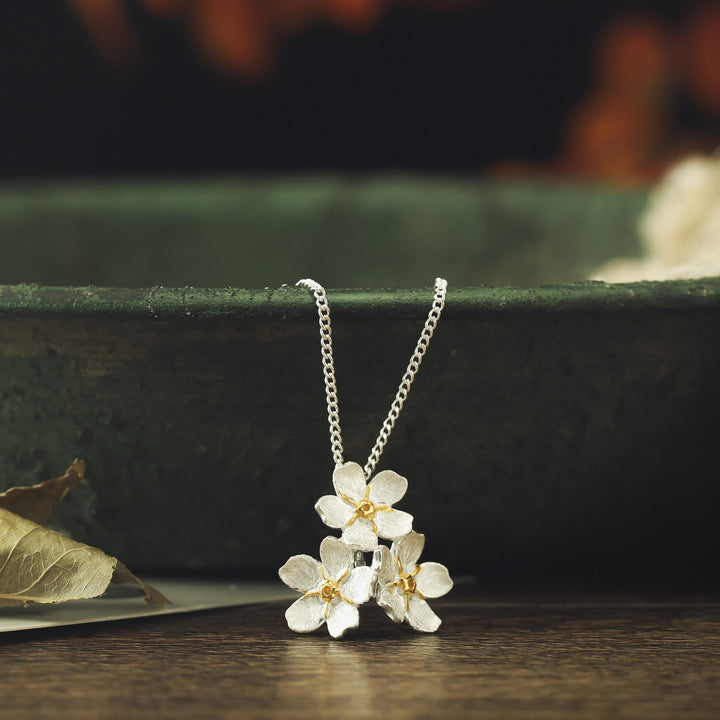 Forget-Me-Not Flowers Sterling Silver Necklace