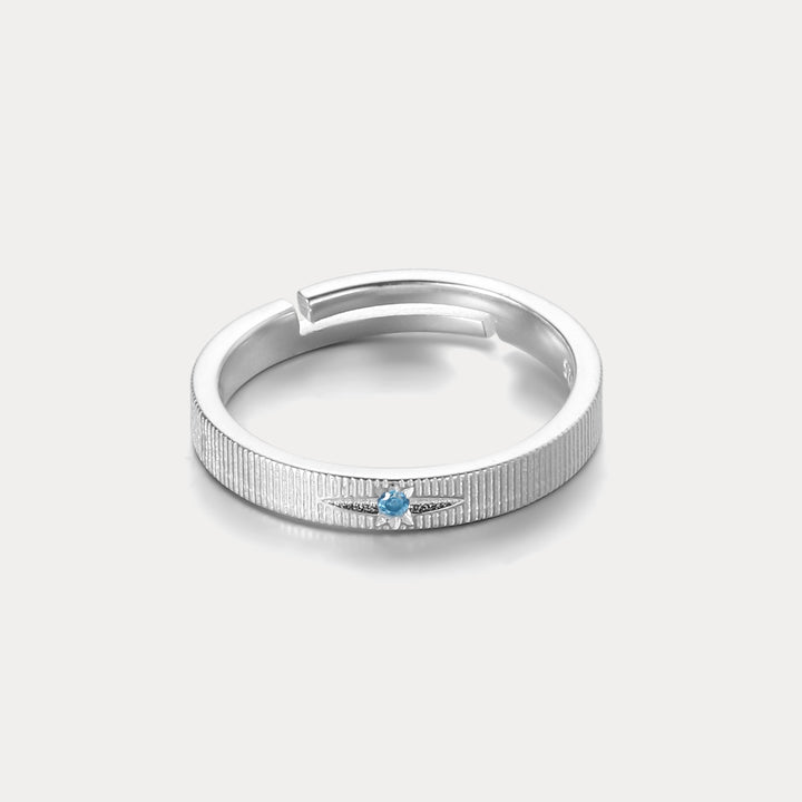 Starry Sky Blue Silver Engagement Ring