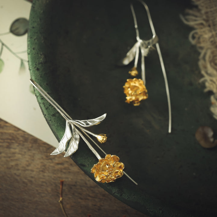 Gold Sakura Hook Earrings