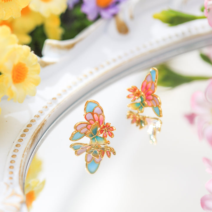 Enamel Butterfly Stud Earrings