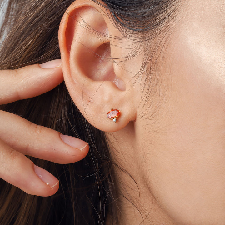 Orange Summer Gold Stud Earrings