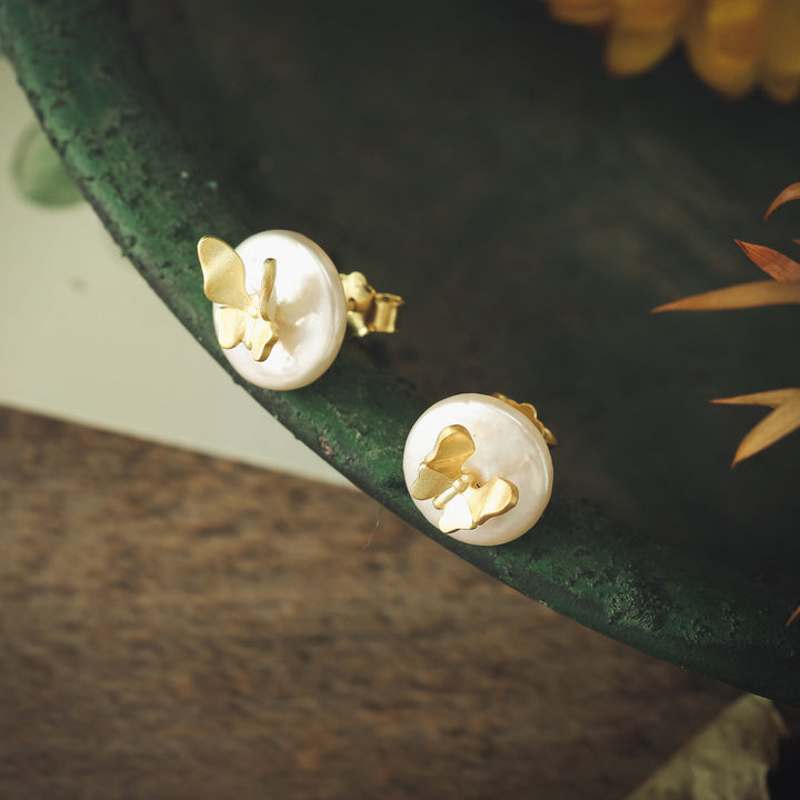Butterfly Mother of Pearl Stud Earrings