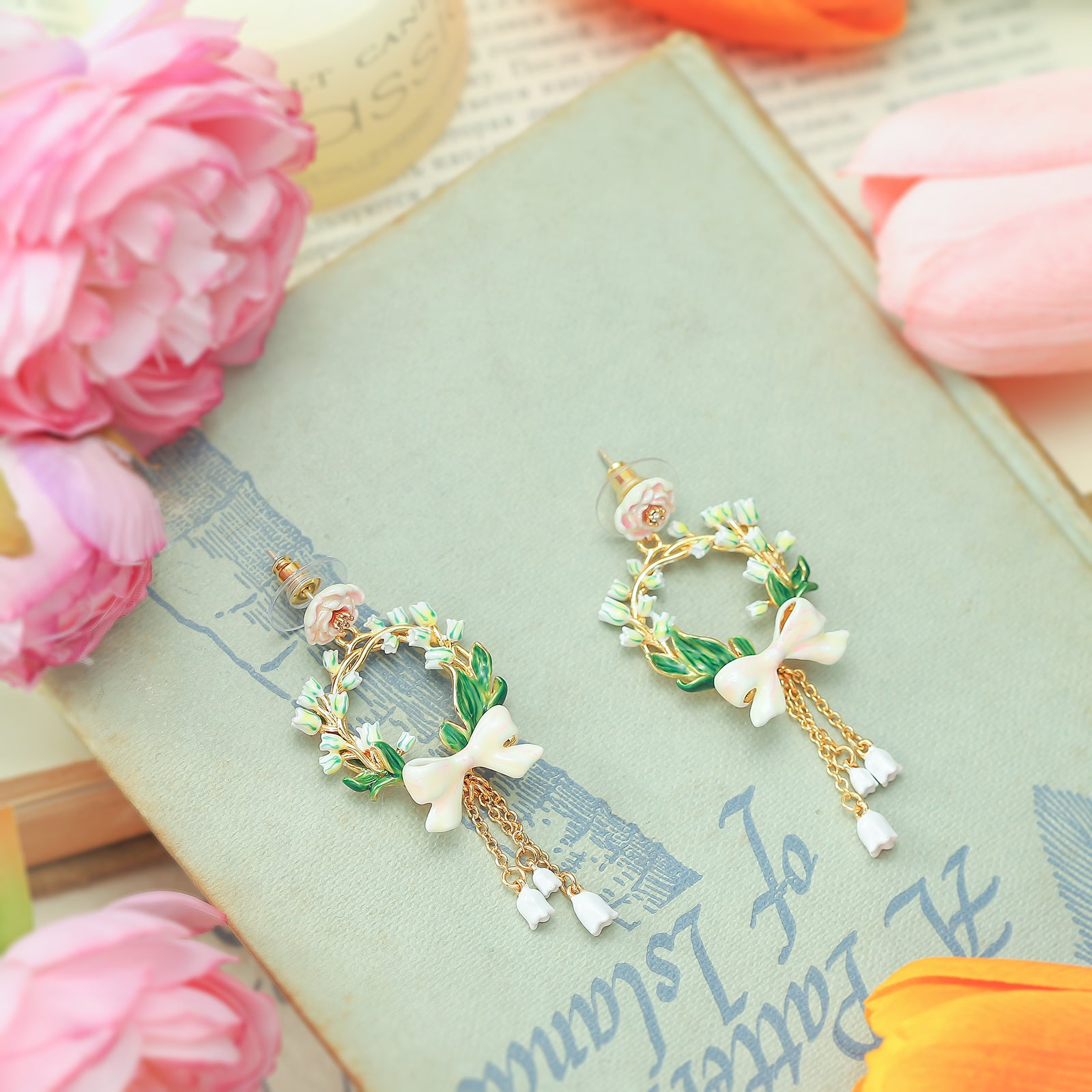 Lily Of The Valley Bow Tassel Earrings