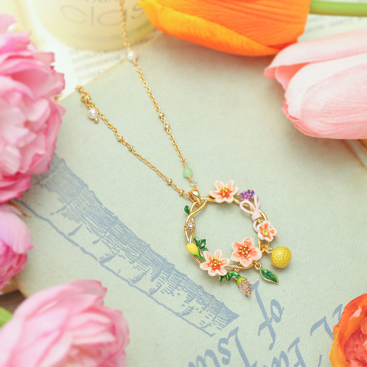 Tangerine Garland Enamel Gold Necklace