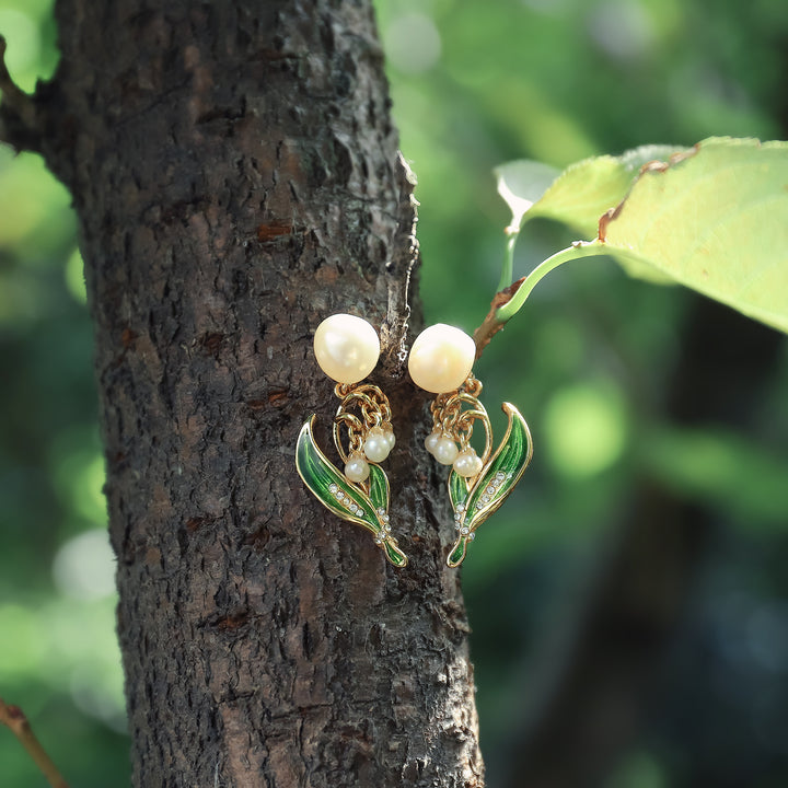 Lily Of The Valley Pearl Earrings Gift Set with Gift Wrapping
