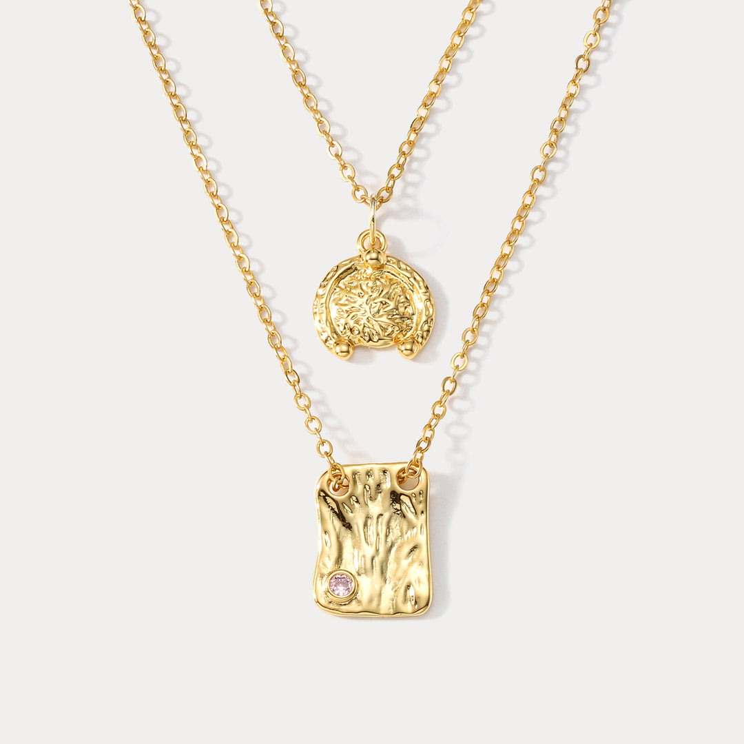 Selenichast Vintage Glistening Layered Necklace