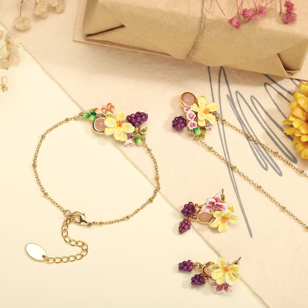 Selenichast Sweet Grape Flower Gemstone Gift Set with Gift Wrapping