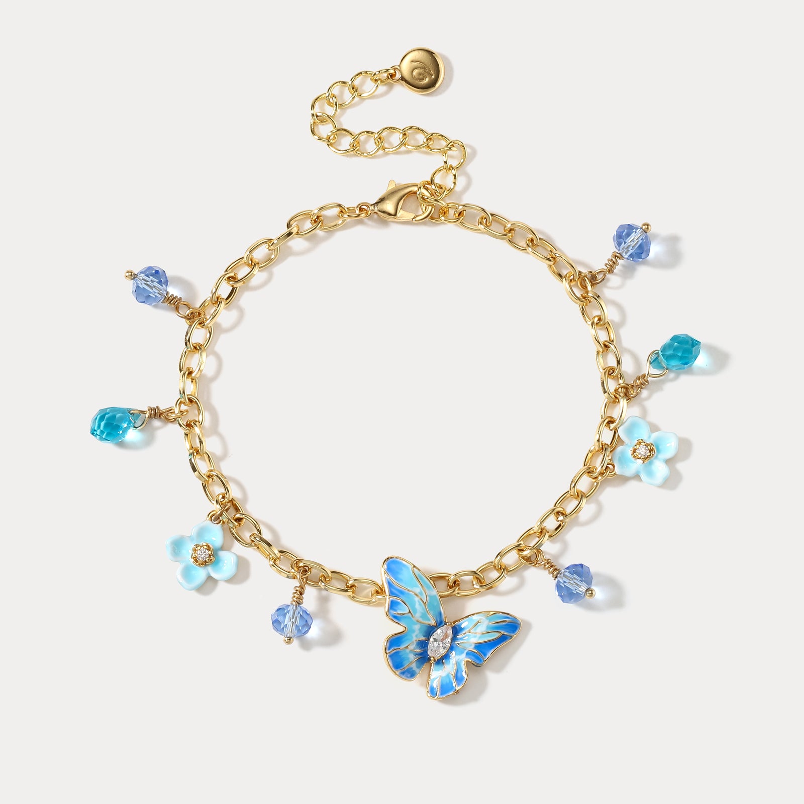 Blue Morpho Butterfly Enamel Bracelet