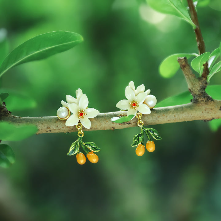 Orange Blossom Leaf Earrings