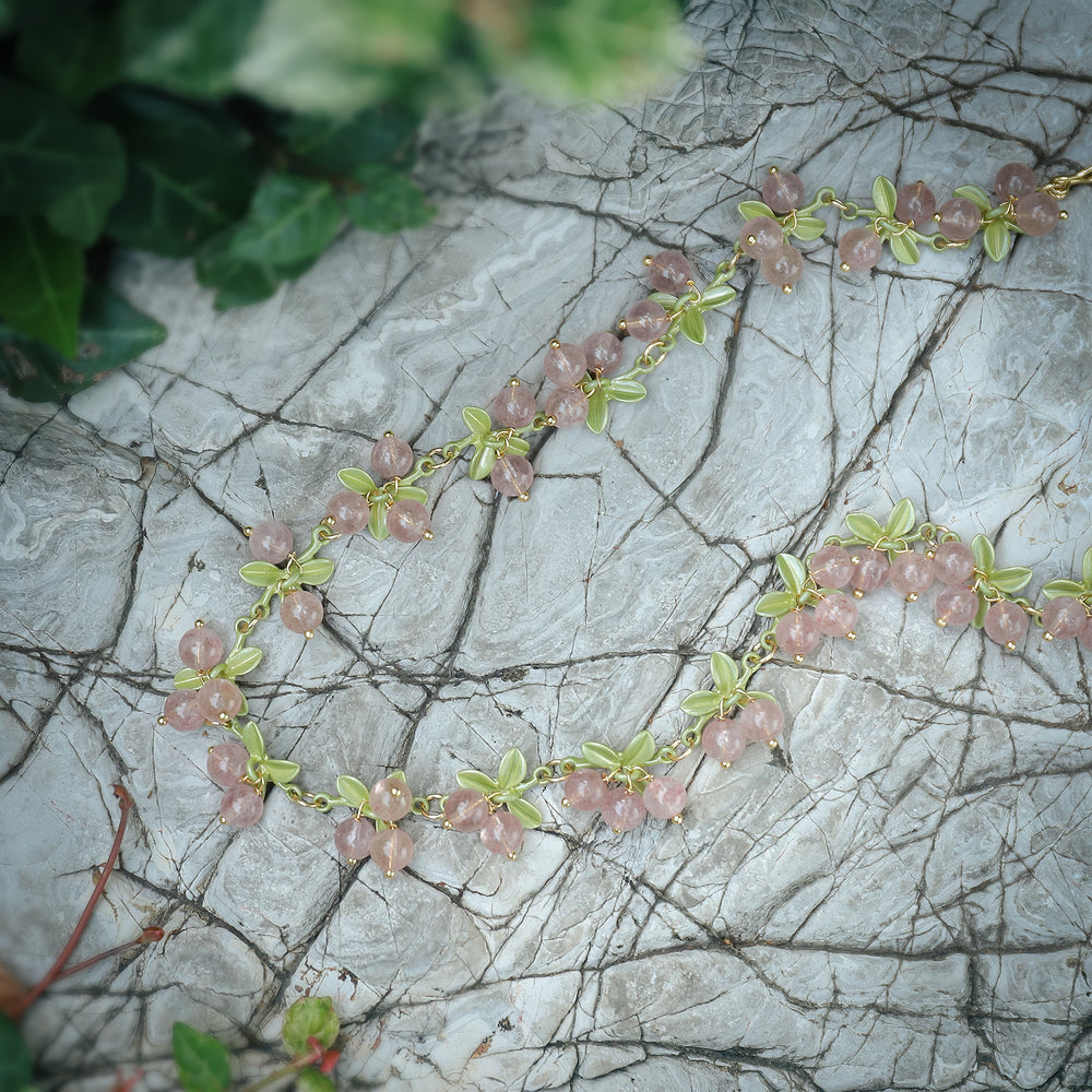 Pink Berry Nature Stone Necklace