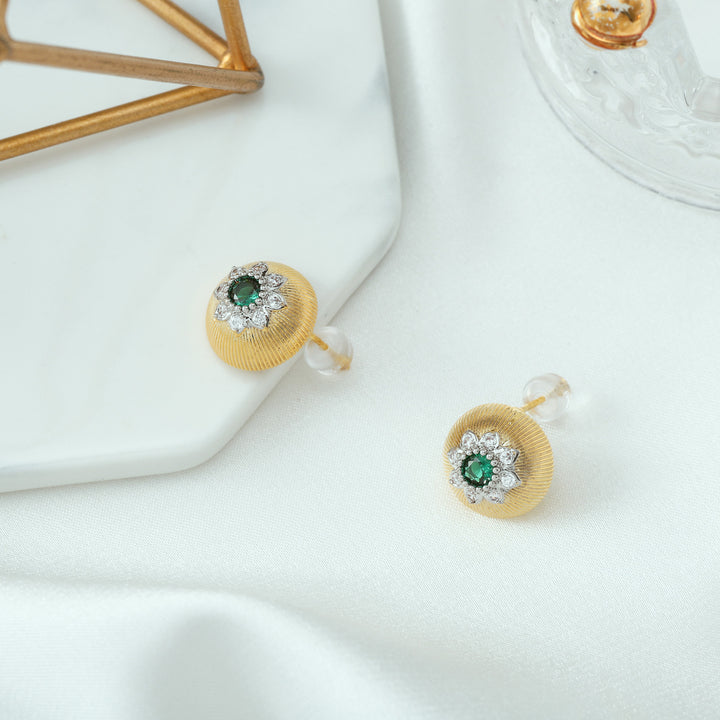 Emerald Flower Stud Earrings