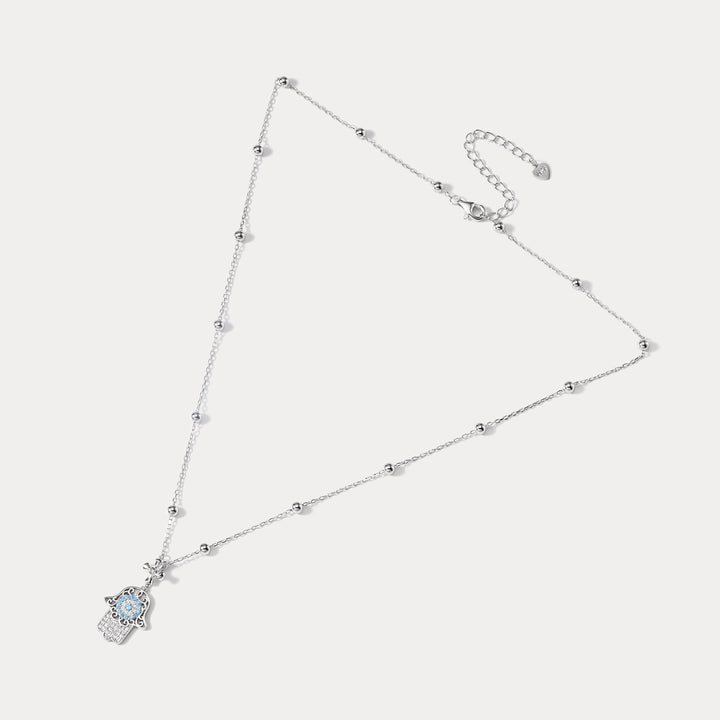925 Sterling Silver Hamsa Hand Necklace