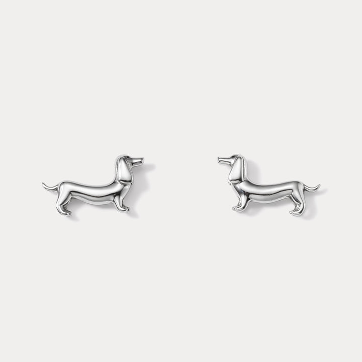 Selenichast Silver Dachshund Earrings