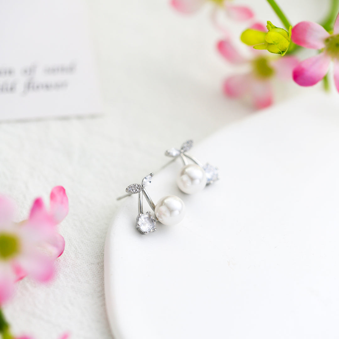 Cherry Pearl Stud Earrings