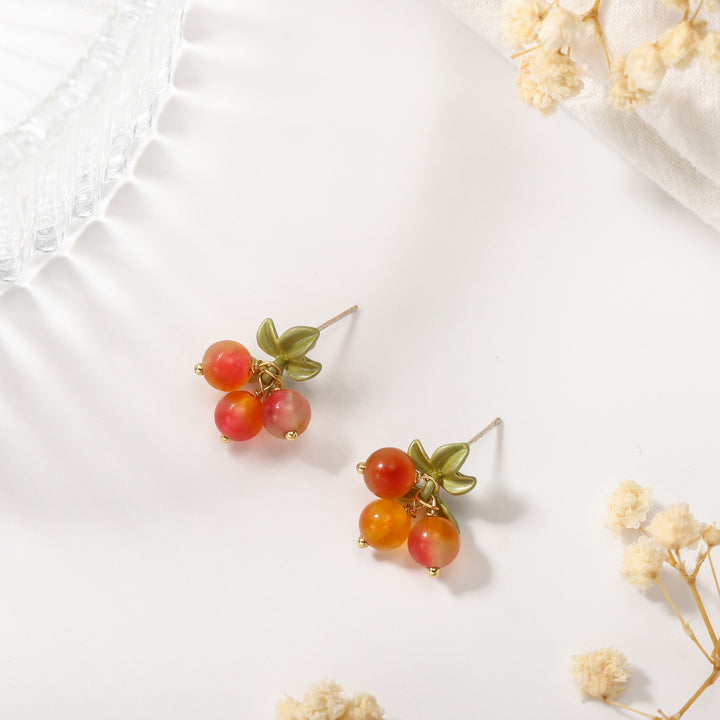 berry stud silver earrings
