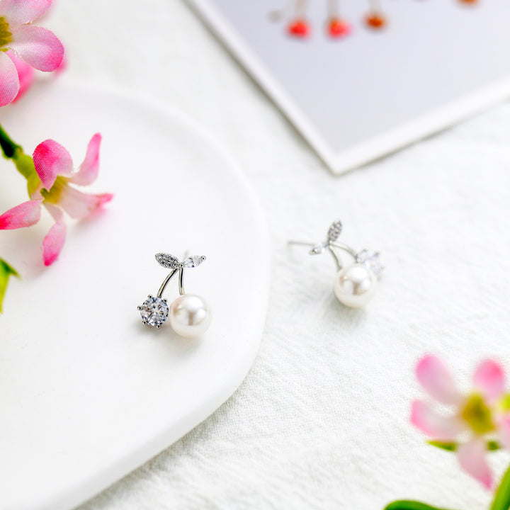 Silver Cherry Earrings