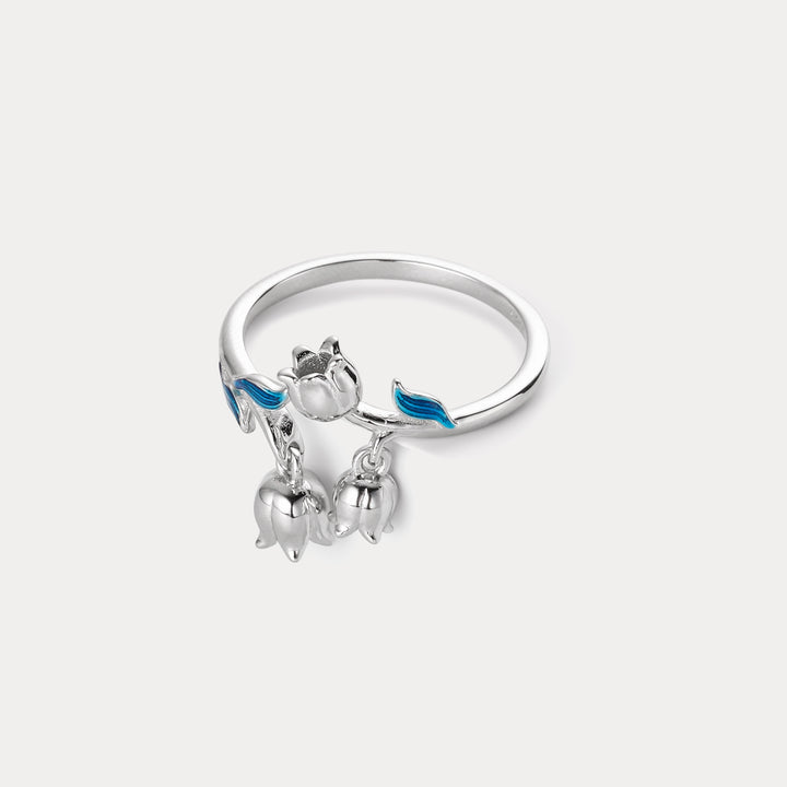 Lily Of The Valley Silver Leaves Ring