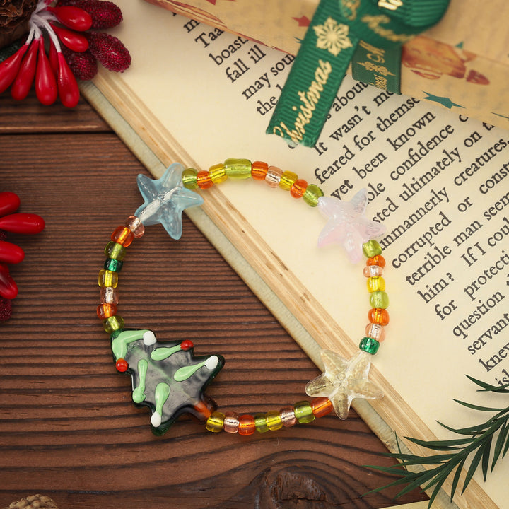 Christmas Tree Starfish Candy Beads Bracelet