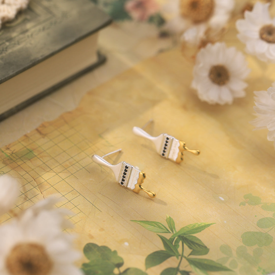 Silver Brush Earrings