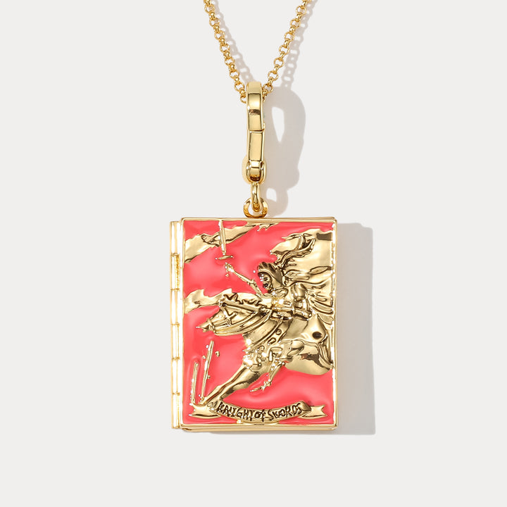 Selenichast Knight Of Swords Tarot Card Locket Necklace