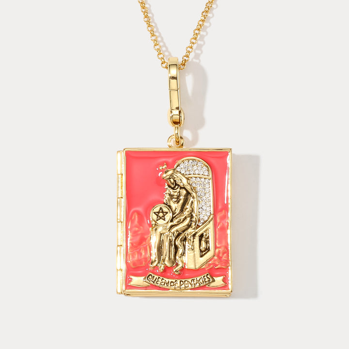 The Queen of Coins Tarot Magic Locket Necklace