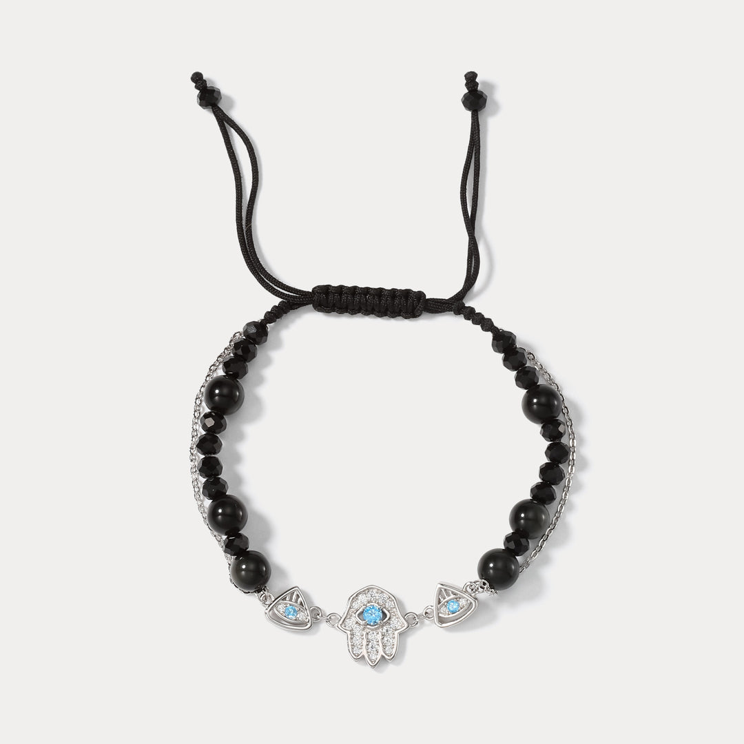 Selenichast Hamsa Hand Braided Bracelet