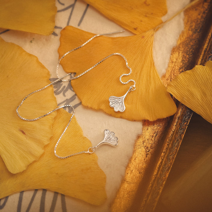 Ginkgo Leaf Drop Designer Earrings