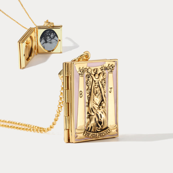 Tarot Locket Talisman Necklace-The High Priestess