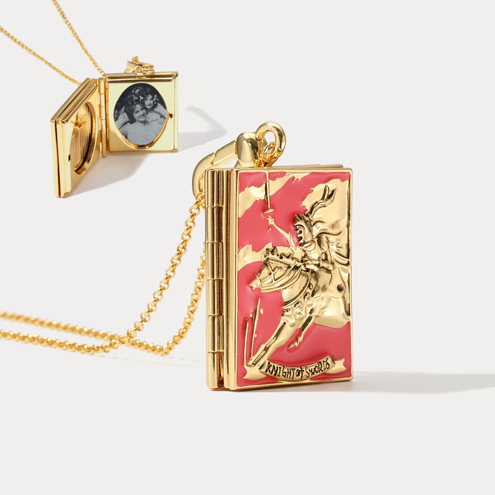 Knight Of Swords Tarot Card Locket Talisman Necklace