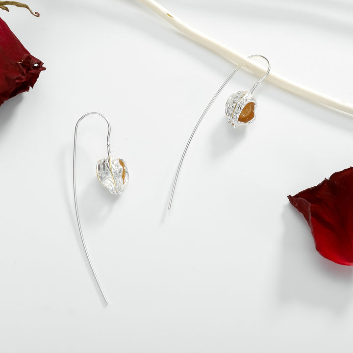 Sterling Silver Physalis Hook Earrings