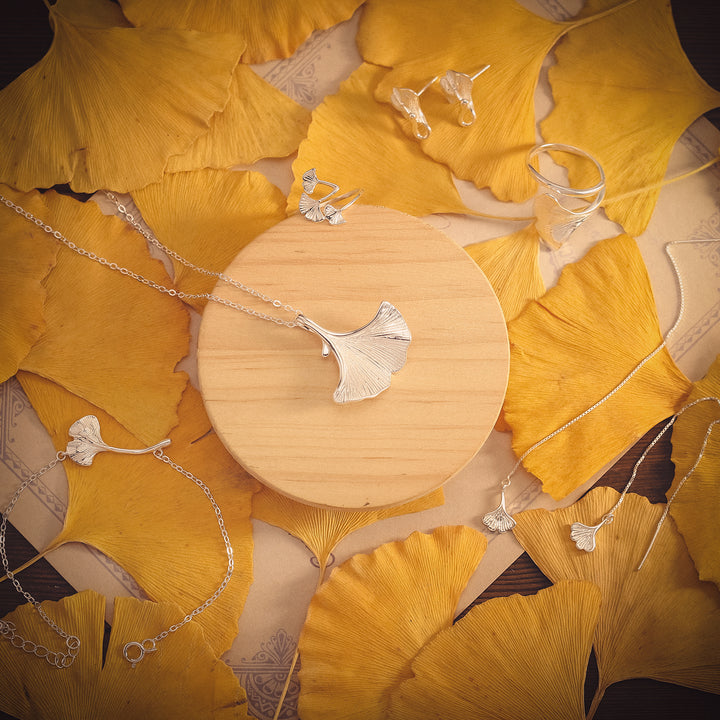Boucles d'oreilles en argent ginkgo