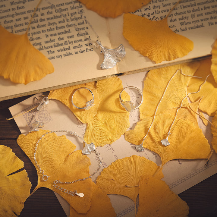Boucles d'oreilles en argent ginkgo