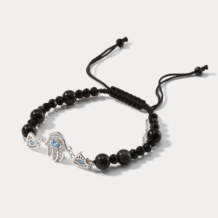 Hamsa Hand Braided Diamond Bracelet