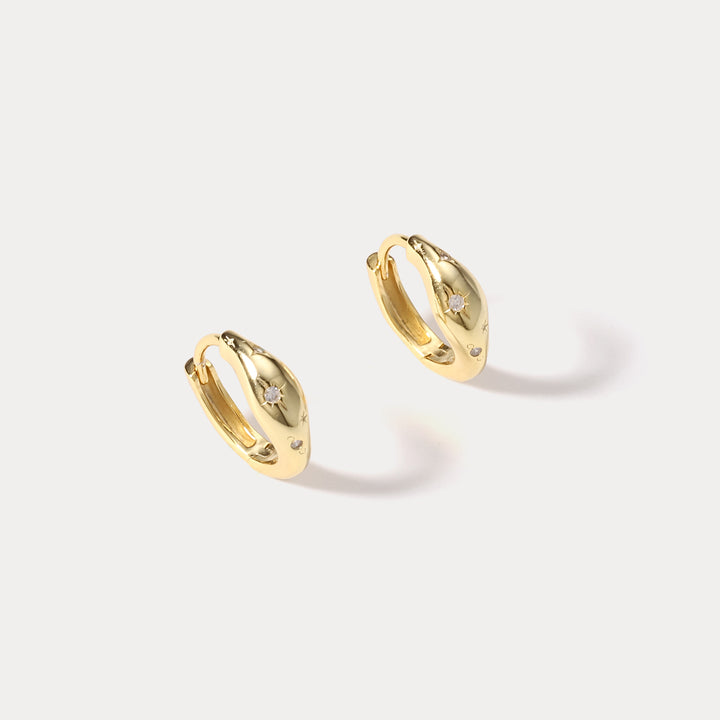 Octagram Star Hoop Diamond  Earrings