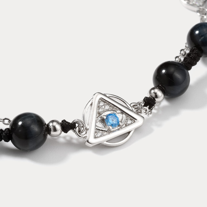 Evil Eye Braided Diamond Bracelet