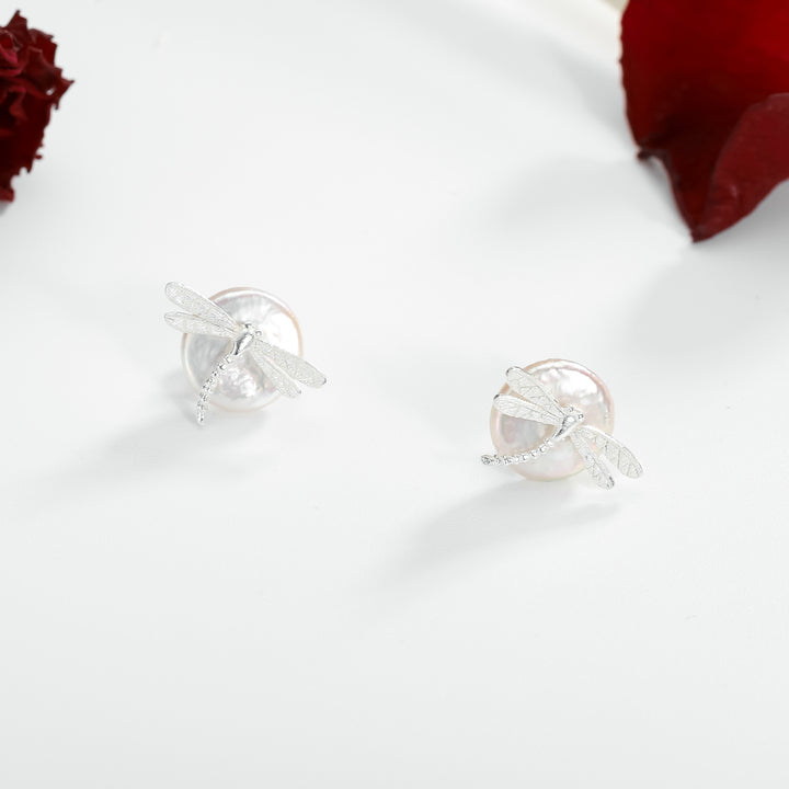 Dragonfly Mother Of Pearl Stud Earrings