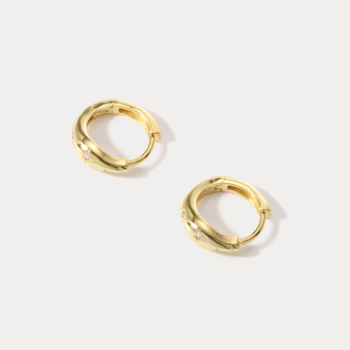 Octagram Star Gold Hoop Earrings