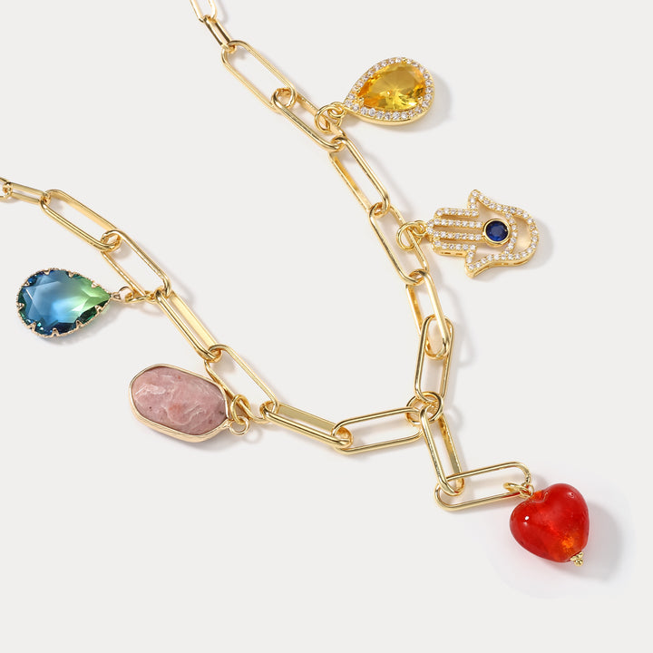 Heart Hamsa Hand Chain Necklace
