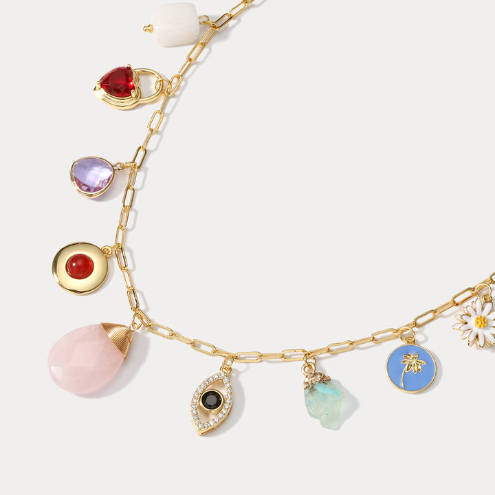 Summer Evil Eye Heart Daisy Necklace Jewelry