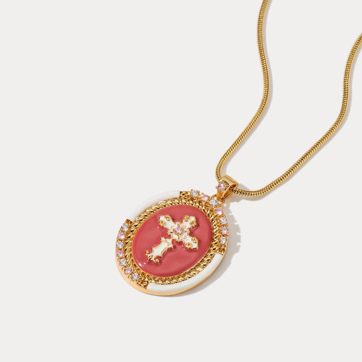 Spirituality Cross Enamel Necklace
