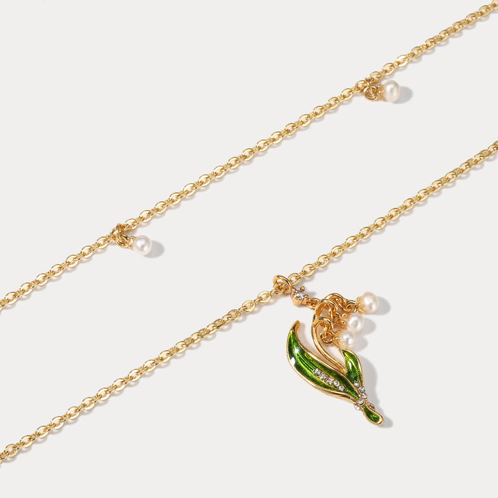 Lily Of The Valley Enamel Pendant Necklace Jewelry
