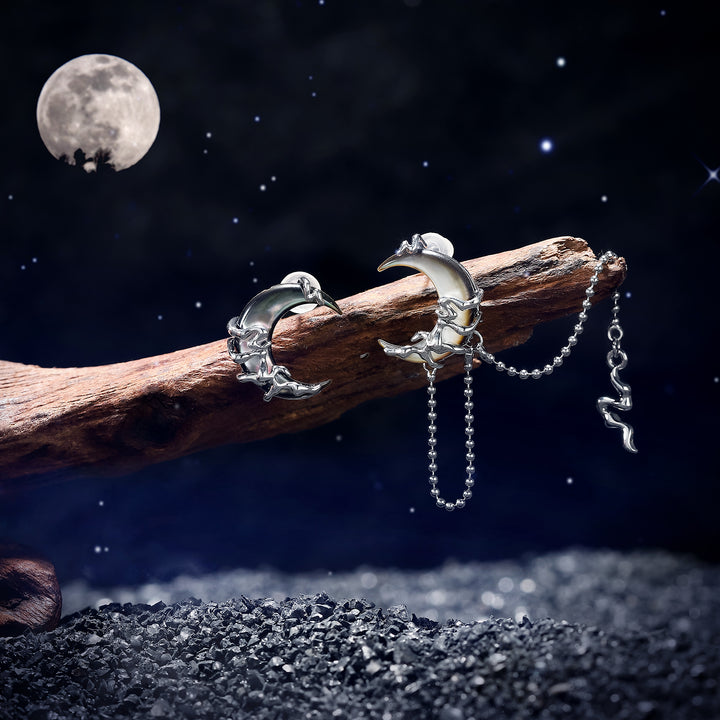 Lunar Tide Platinum Earrings