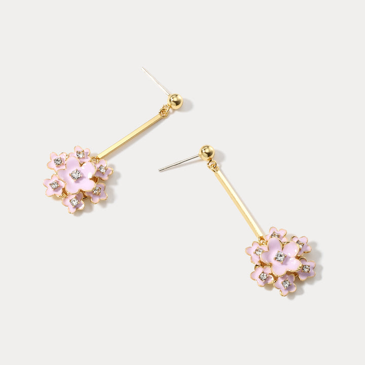 Enamel Sakura Drop Earrings