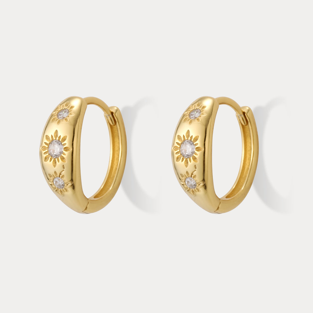 Selenichast Eight-pointed Star Hoop Earrings