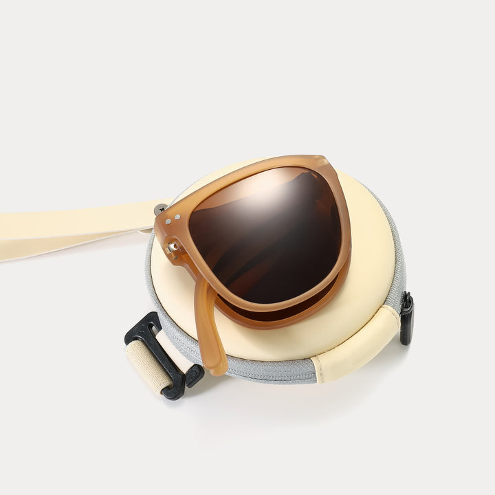 Brown Folding Sunglasses for Driving
