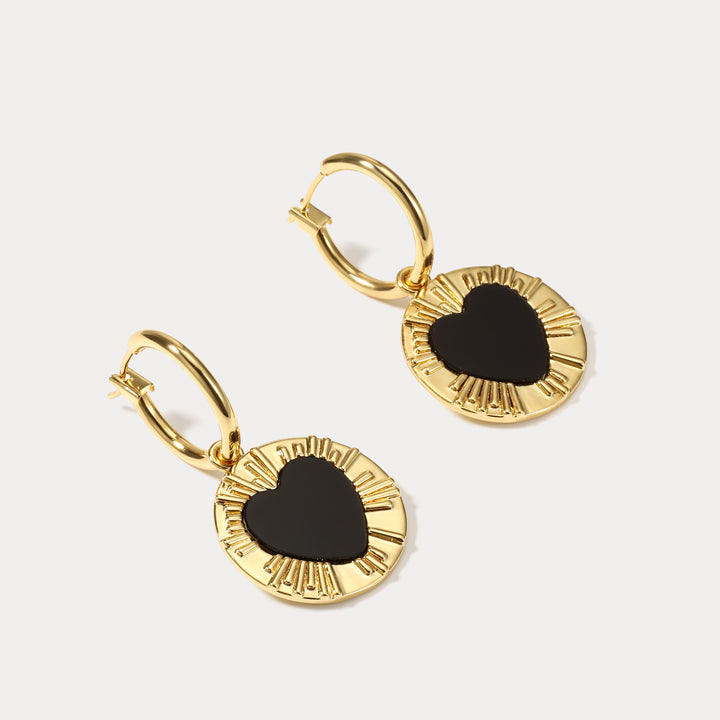 Black Heart Drop Earrings