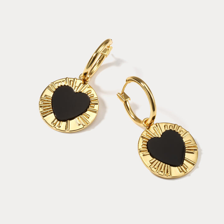 Heart Drop Gold Hoop Earrings