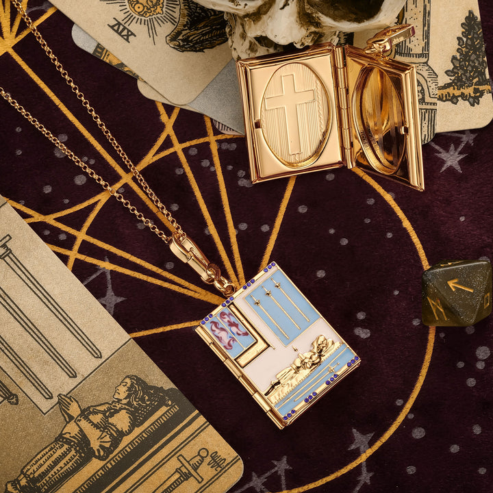 Facade Tarot Locket Necklace-Four of Swords