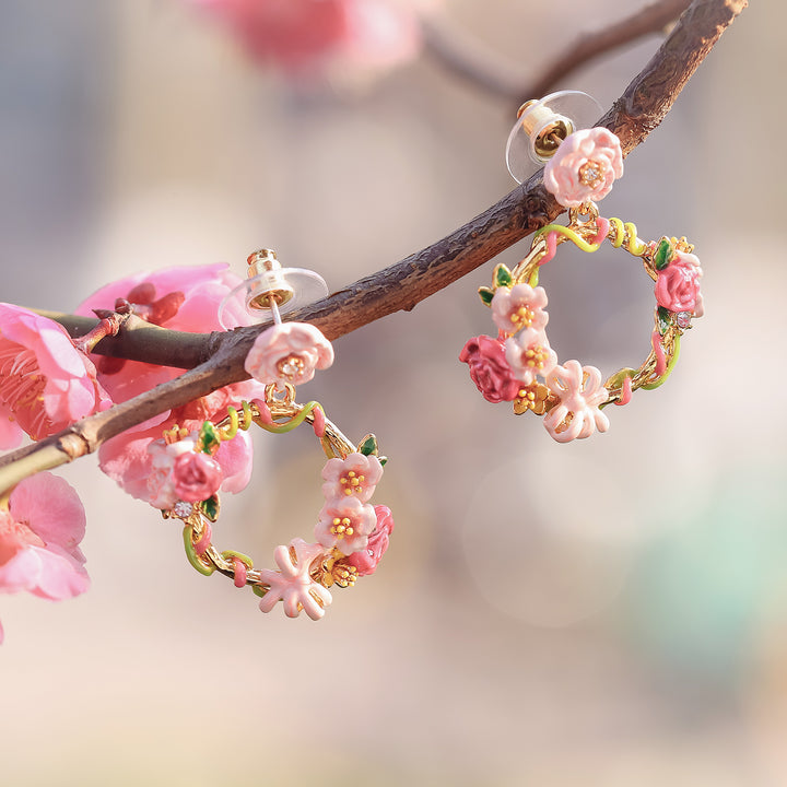 Garden Flower Hoop Spring Dainty Earrings
